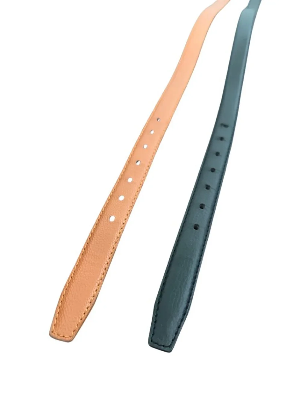 Set of 2 Women’s Skinny Belts: Tan & Black (Length 115cm)